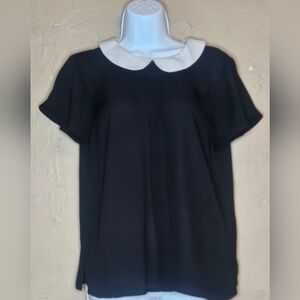 CeCe Black Blouse with White Collar